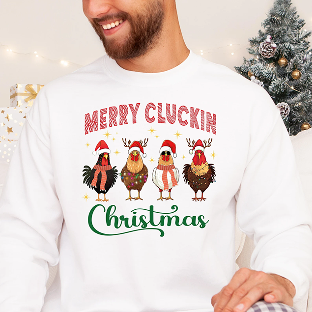 Merry Cluckin Christmas - Full Color DTF Transfer - Christmas In July