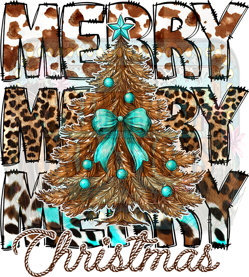Merry Repeat Turquoise Cowhide