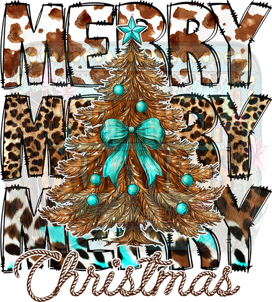 Merry Repeat Turquoise Cowhide