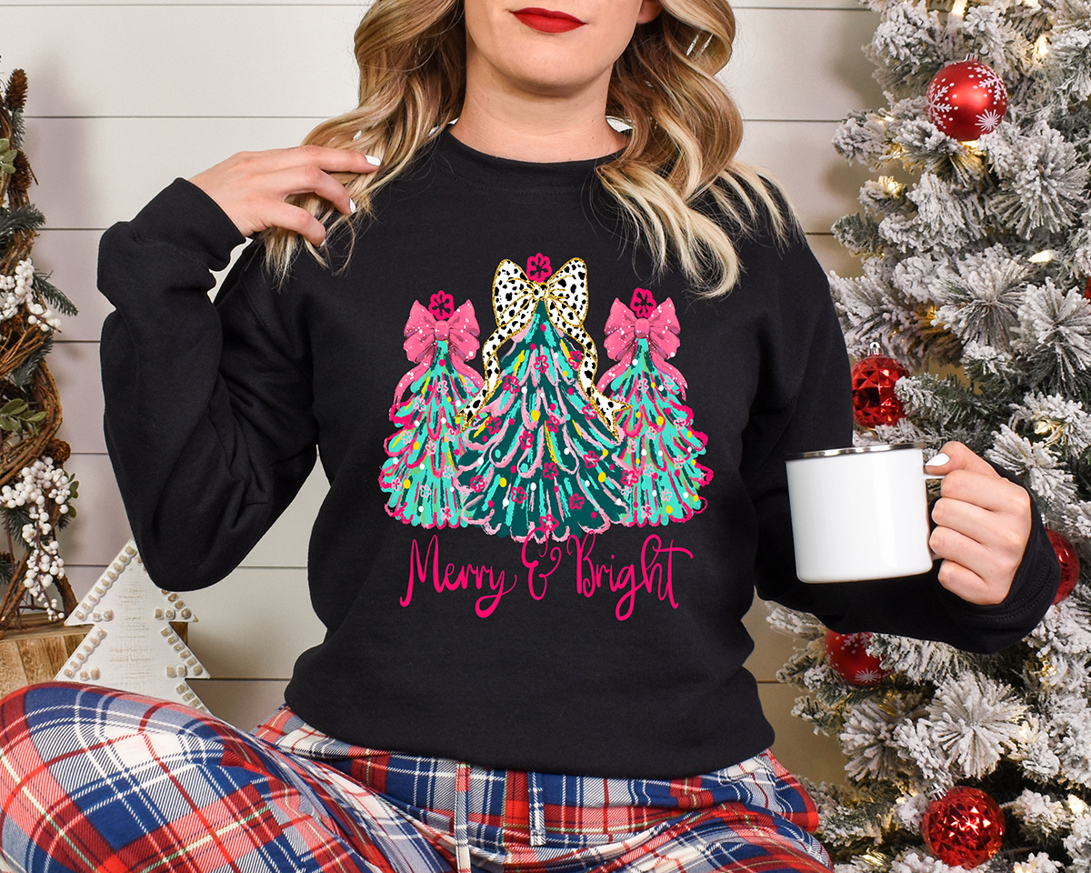 Merry & Bright Trees - Full Color DTF Transfer - Christmas In July