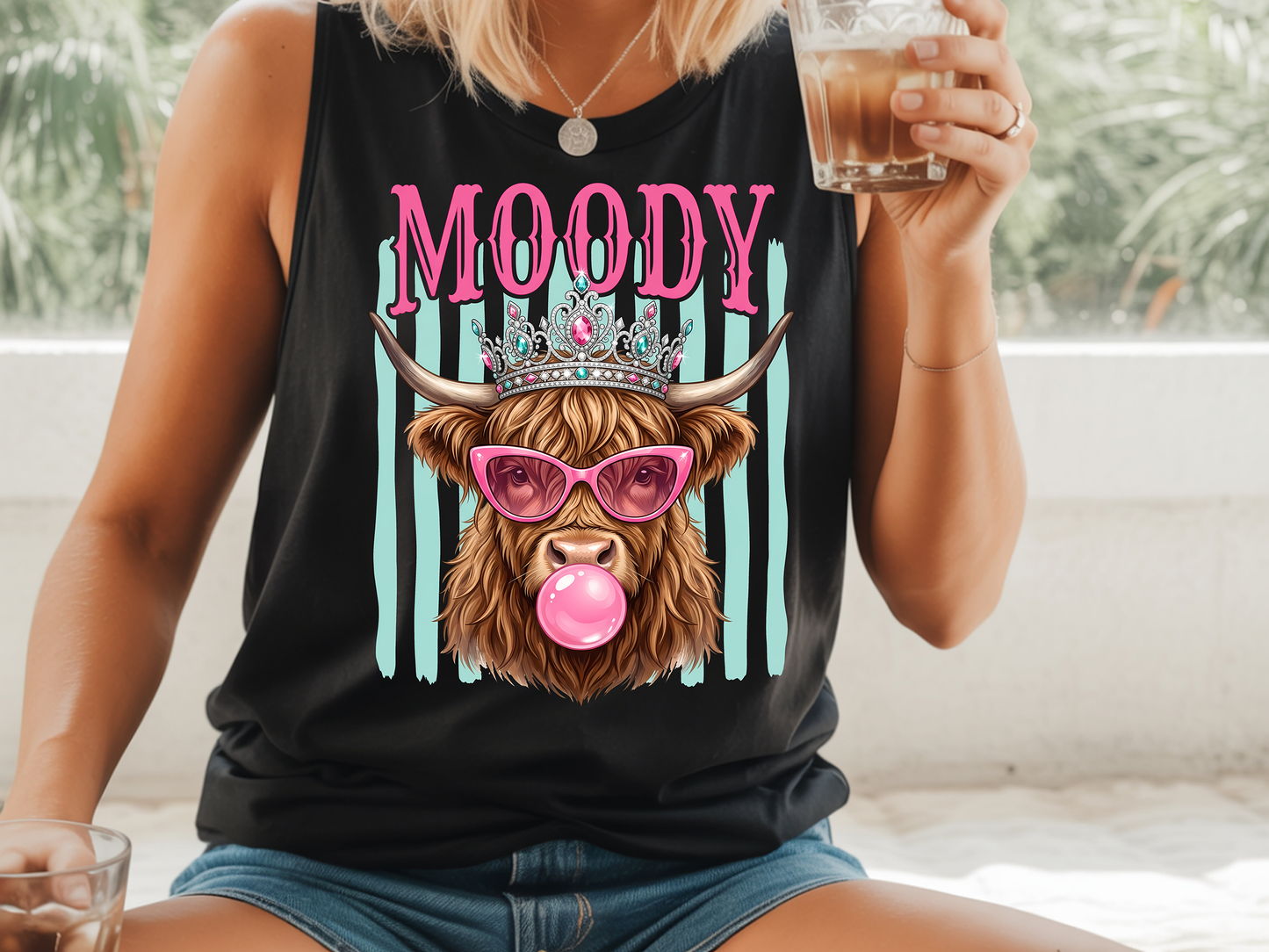 Moody Cow Striped - Full Color - DTF Transfer - 2-5 Business Days