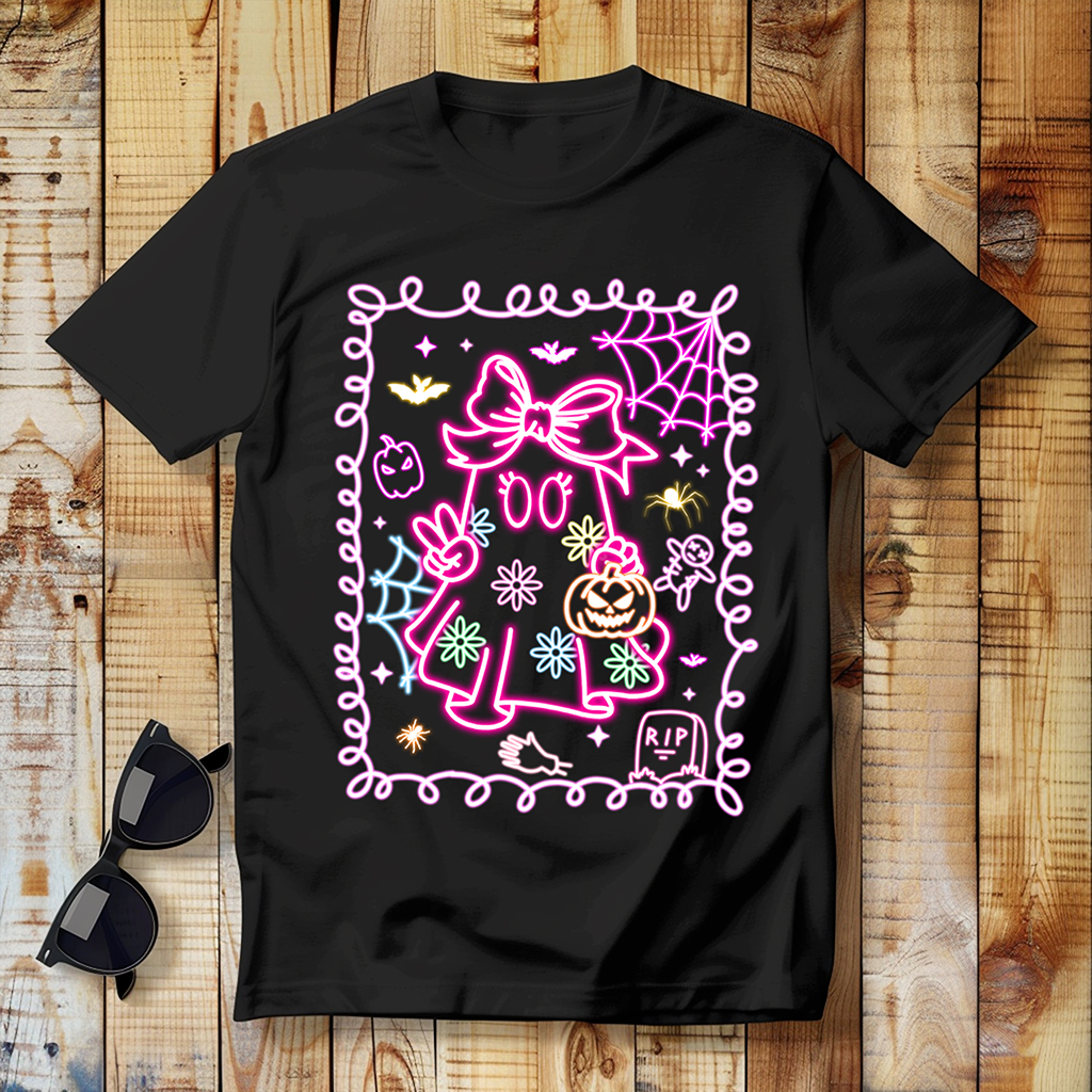 Neon Cute Halloween Pink-Youth-DTF Transfer
