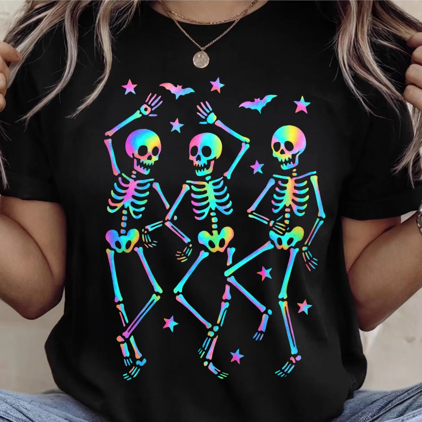 Neon Dancing Skellies - Full Color DTF Transfer - Thrifty Thursday