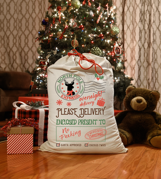 North Pole Express - Santa Sack - 15" - DTF Transfer - Friday New Releases