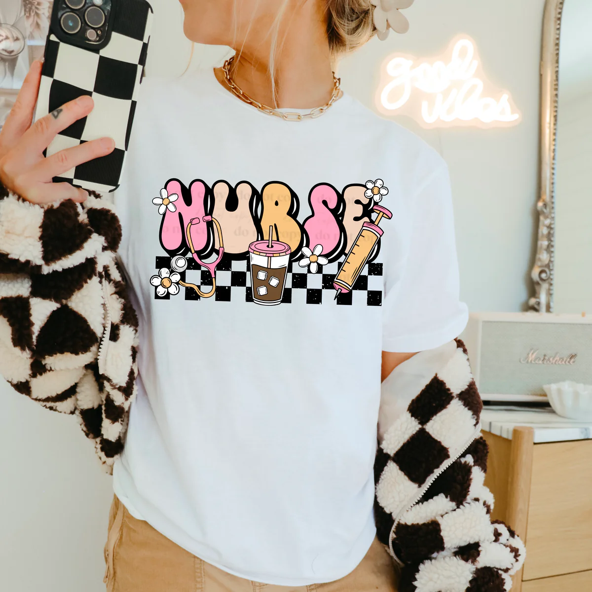 Nurse Floral Coffee - DTF TRANSFER