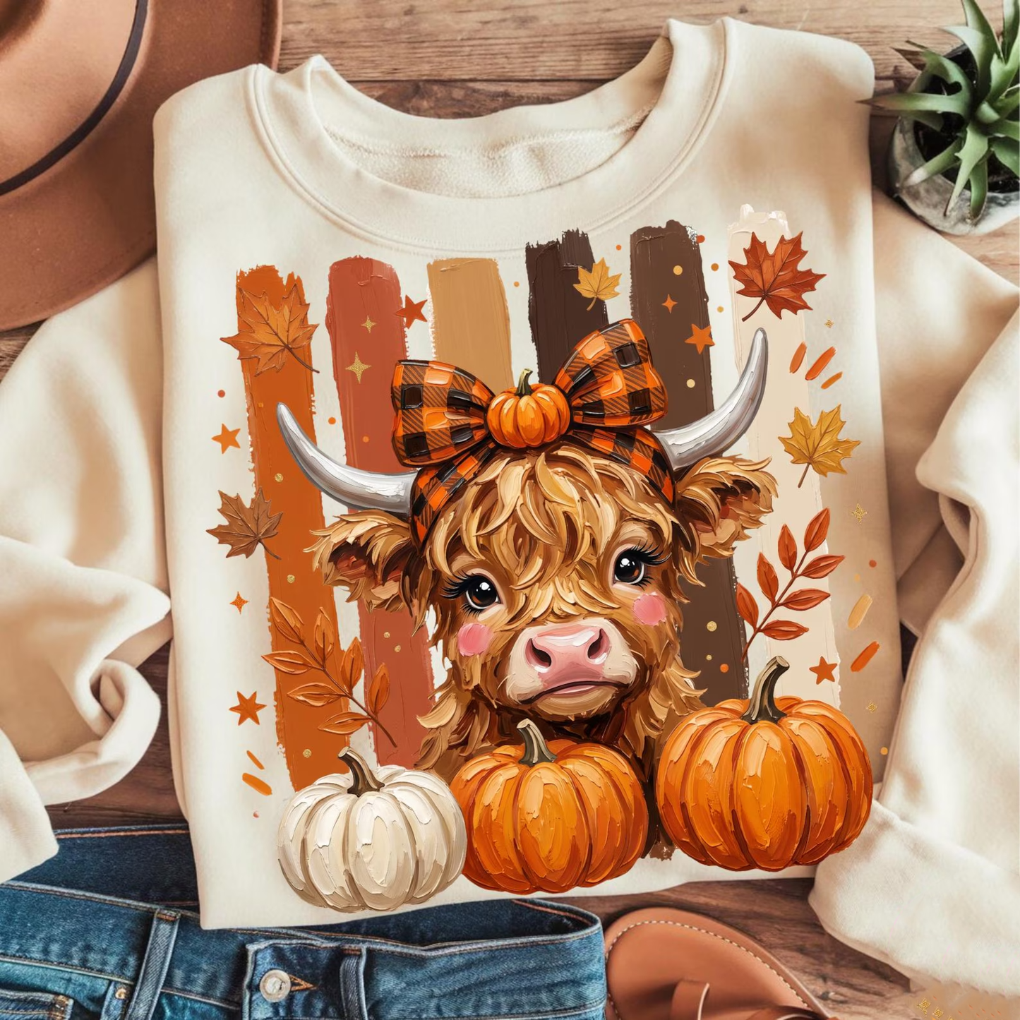 Painted Highland Cow - Full Color DTF Transfer - Thrifty Thursday