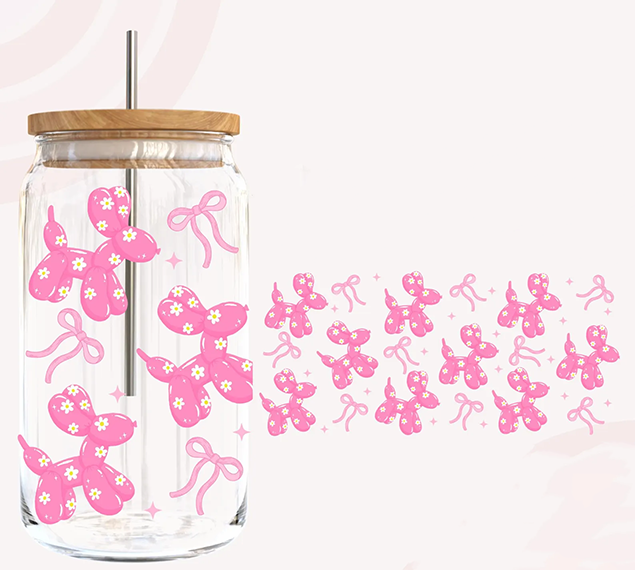 Coquette Balloon Dog- 16 oz UVDTF Wrap -RTS