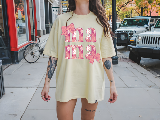 Pink Floral Coquette Mama - DTF TRANSFER