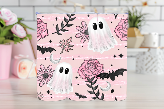 Pink Ghost Floral-20oz TUMBLER WRAP