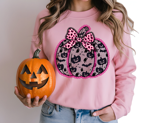 Pink Leopard Lace Pumpkin (2)- Full Color DTF Transfer-2-5 Business Days