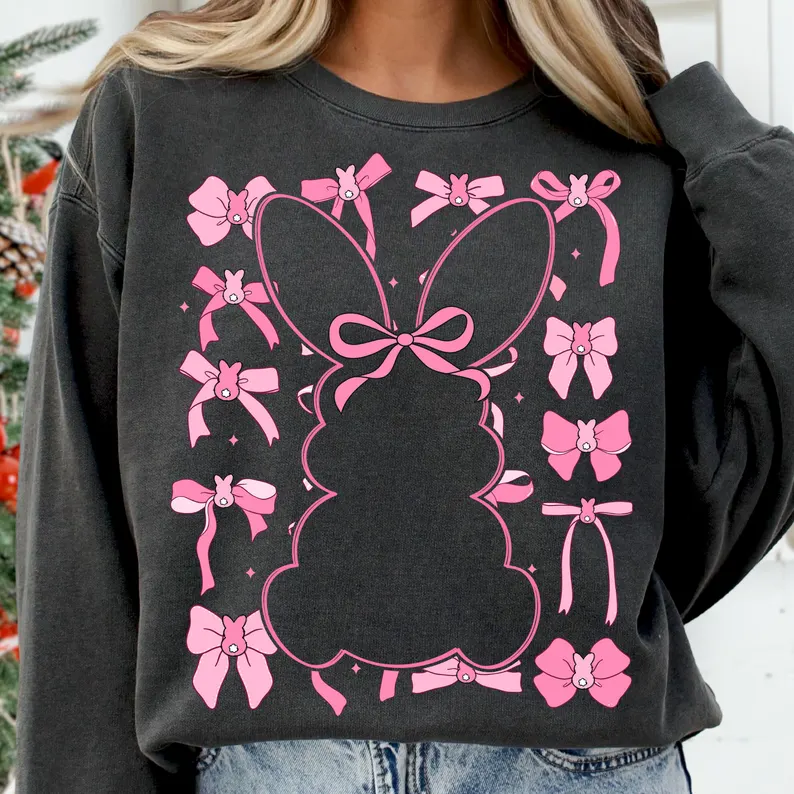 Pink Outline Bunny - DTF TRANSFER