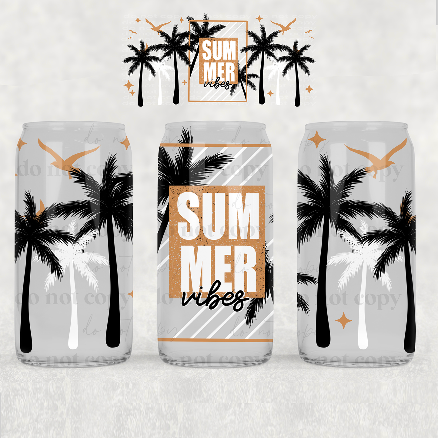 Palm Tree Summer Vibes- UV DTF WRAP