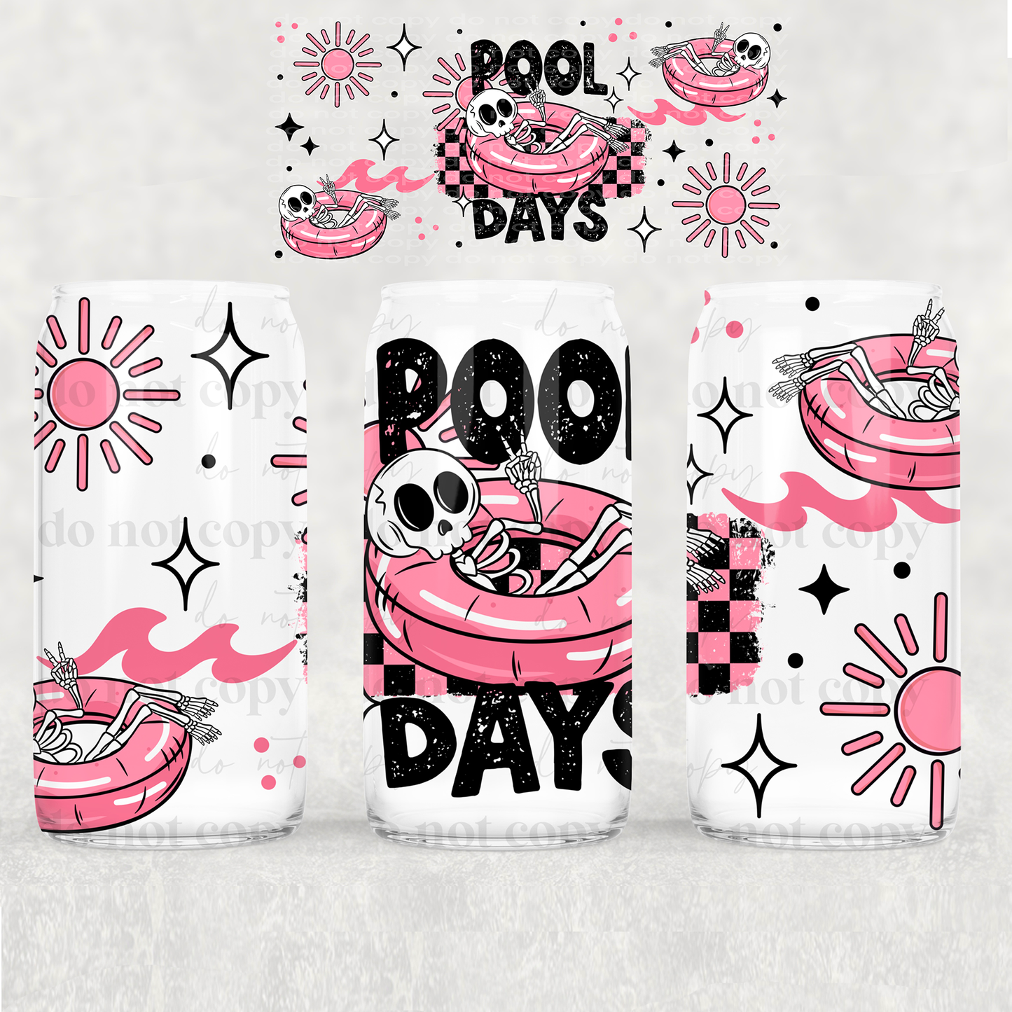 Pool Days-Pink- 16 oz UVDTF Wrap