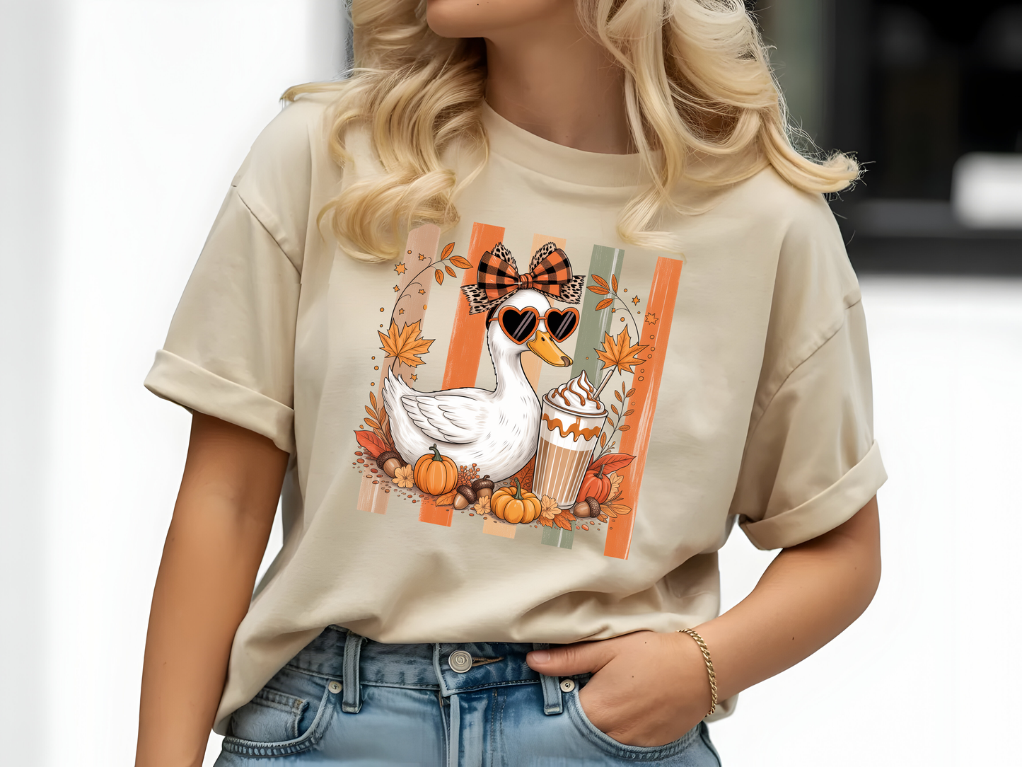 Preppy Fall Goose - Full Color - DTF Transfer - WHOLESALE