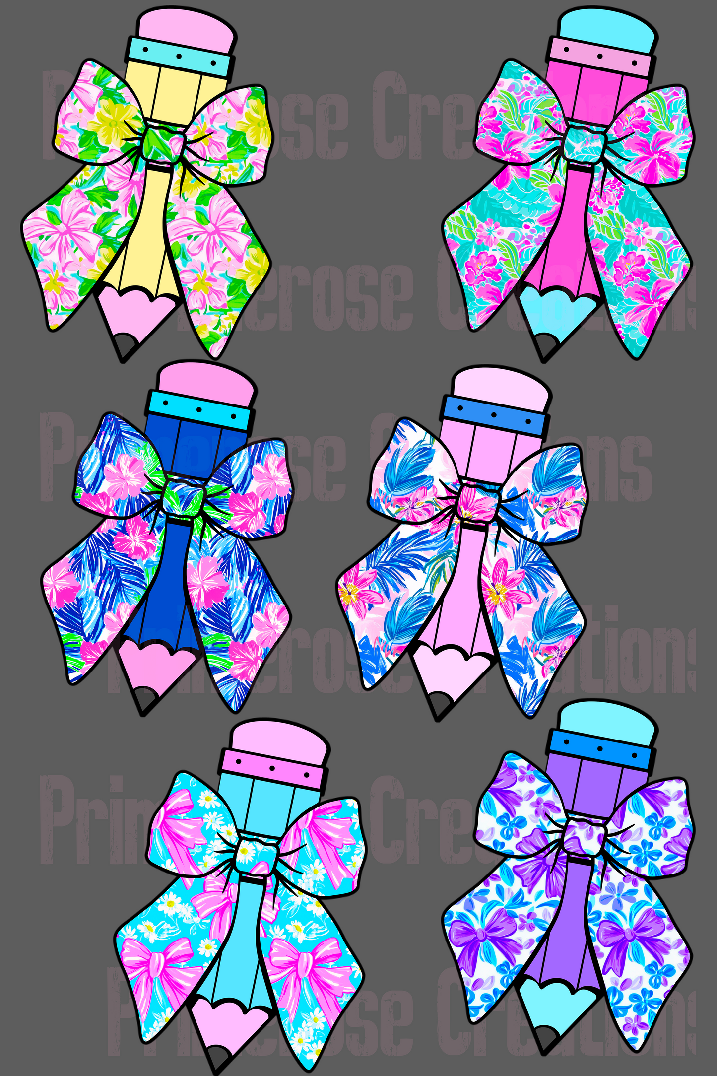 Preppy Floral pencil Coquette- Pre Made Gang Sheet 24X36