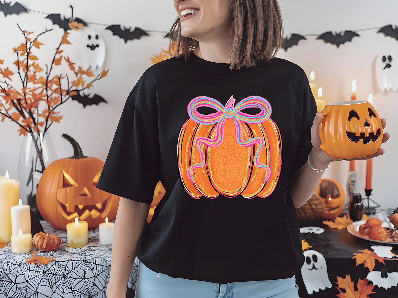 Preppy Pumpkin Coquette - Full Color DTF Transfer -RTS # 33