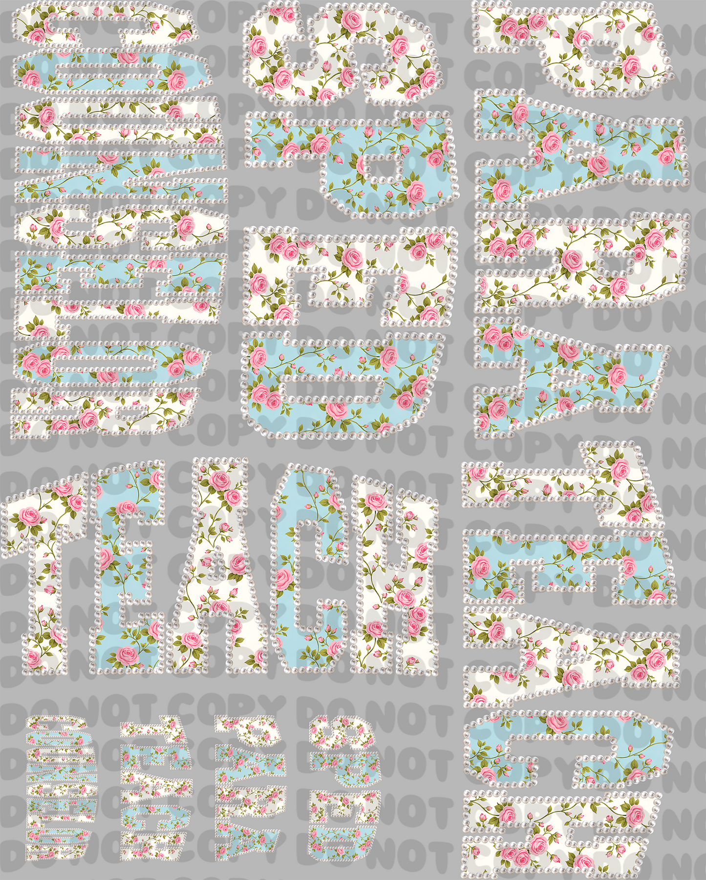 Preppy Teacher Spring - Pre-Made Gang Sheet - 24x24