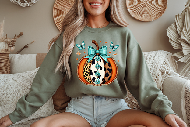 Preppy Western Fall Pumpkin- Full Color- DTF TRANSFER-2-5 Business Days