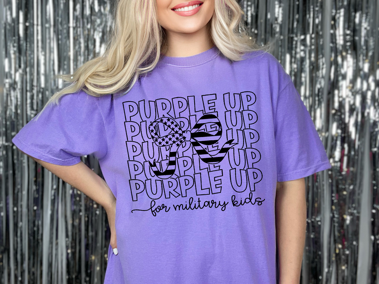 Purple Up Repeat - Black - DTF TRANSFER