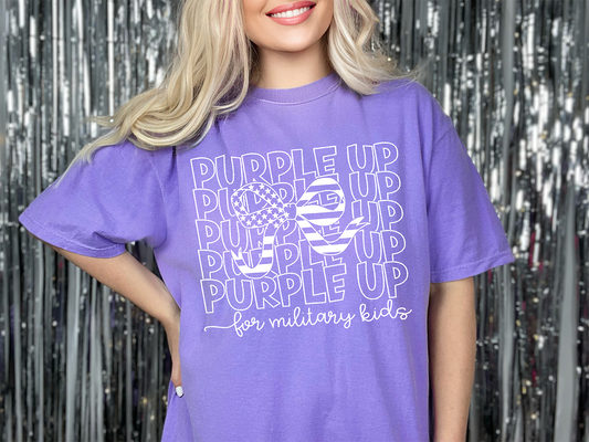 Purple Up Repeat - White - DTF TRANSFER