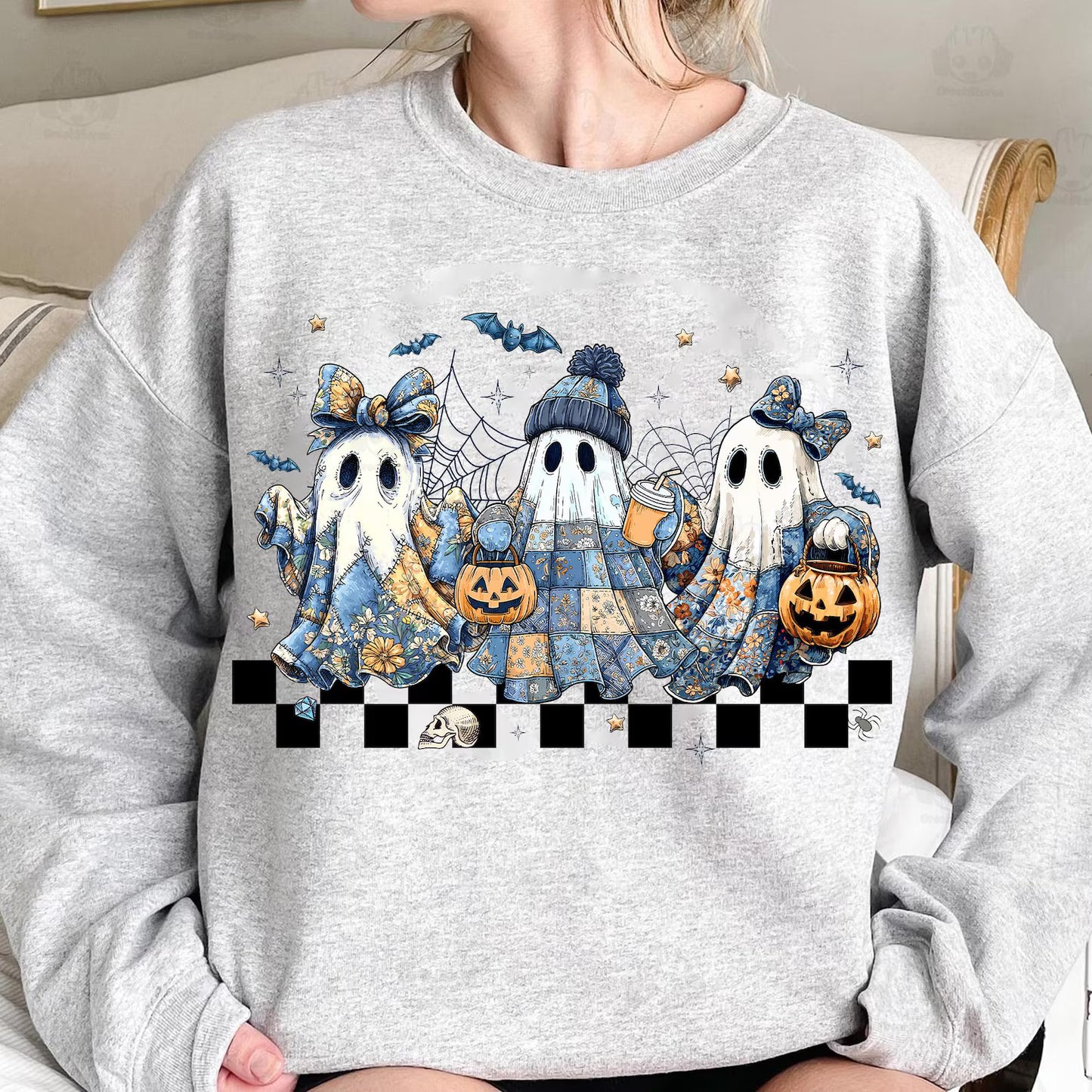 Quilted Ghostie Crew - Full Color DTF Transfer - RTS # 14