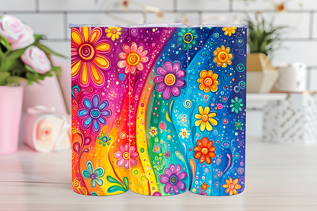 Rainbow Florals- 20oz TUMBLER WRAP