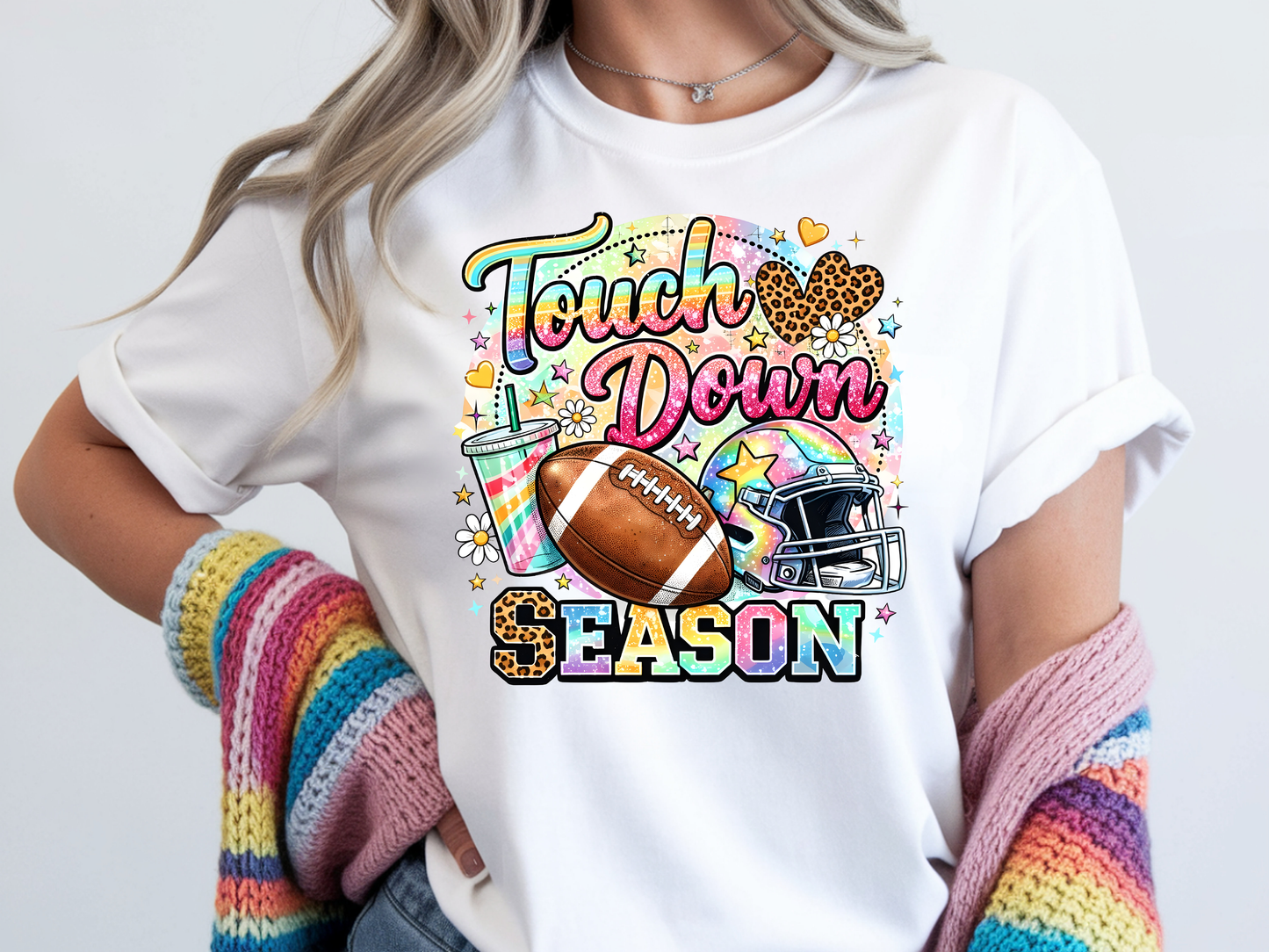 Rainbow Football Season - Full Color - DTF Transfer - WHOLESALE