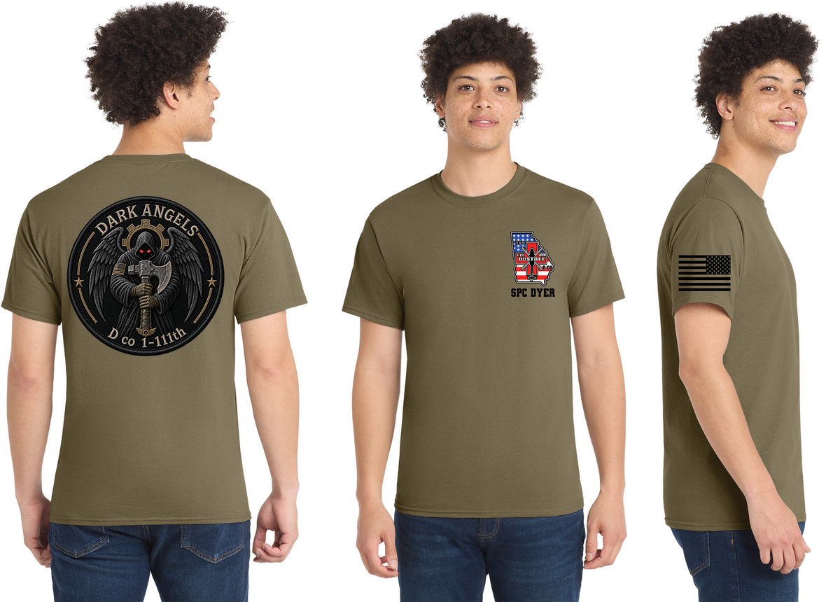 Short Sleeve T-Shirt - Front, Back, & Shoulder - Rank & Name