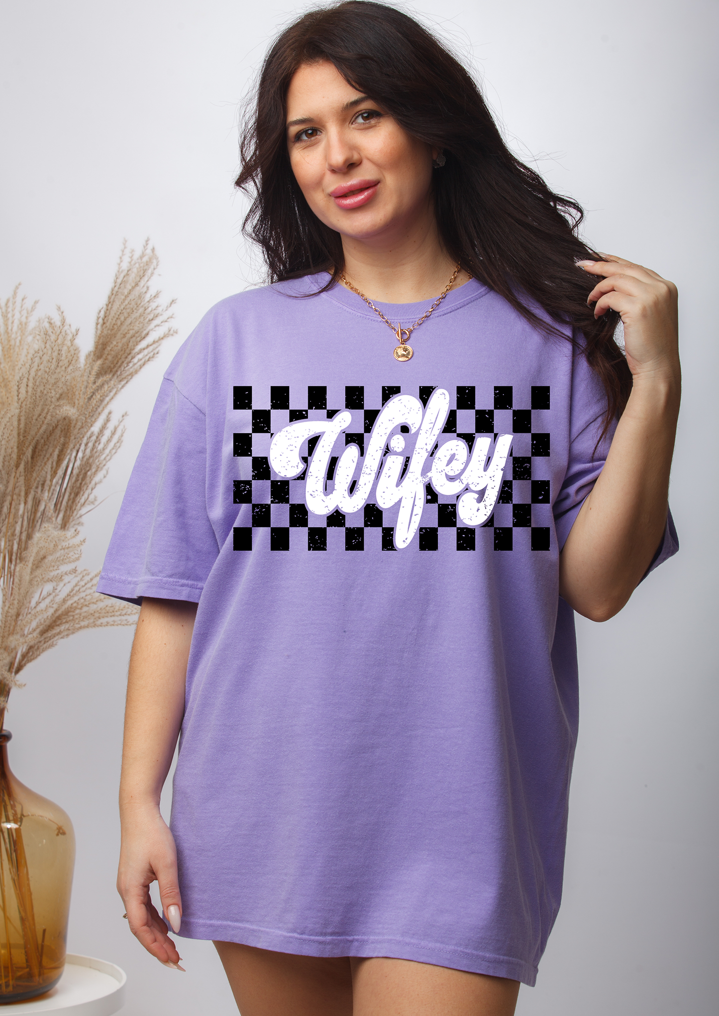 Retro Checkered Wifey - DTF TRANSFER - WHOLESALE