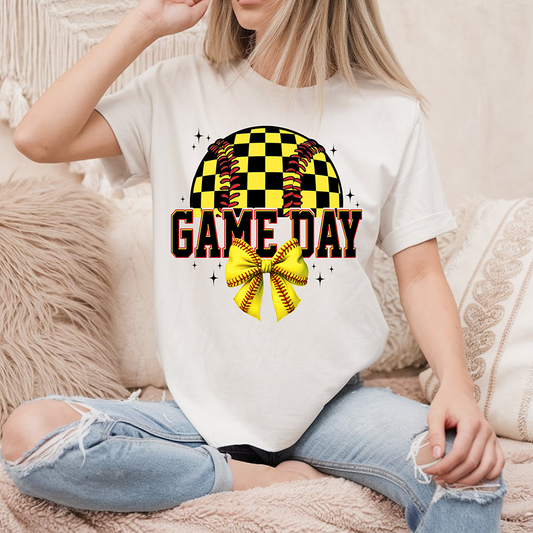 Retro Game Day Softball Checkered - DTF TRANSFER