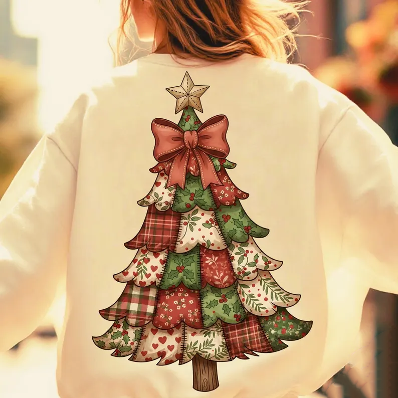 Retro Patchwork Tree- Full Color DTF Transfer-2-5 Business Days