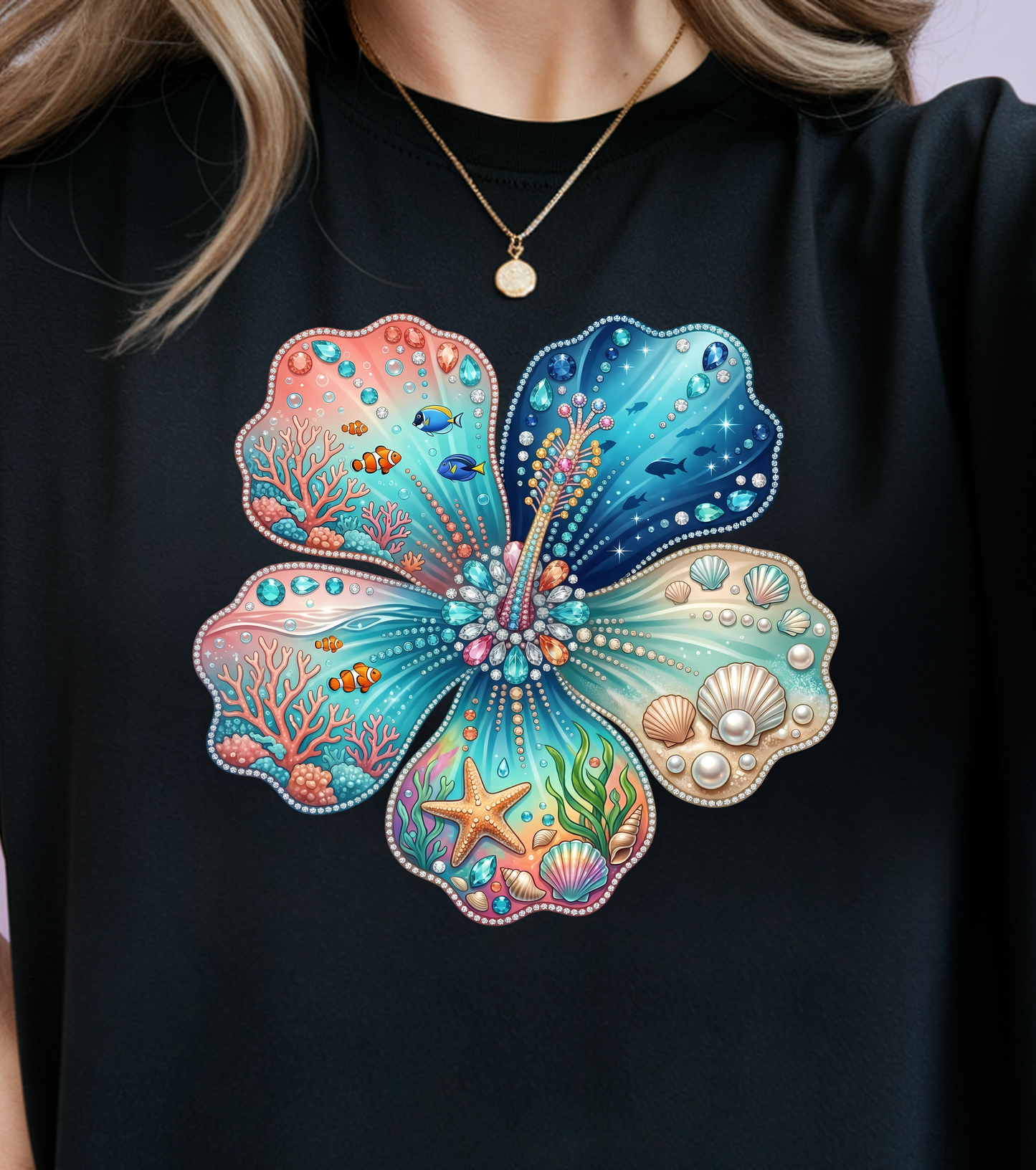 Rhinestone Summer Beach Tropical - Full Color - DTF Transfer - 2-5 Business Days