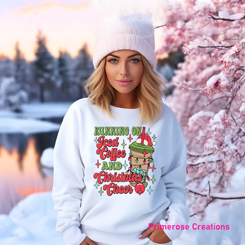 Running On Iced Coffee and Christmas Cheer DTF
