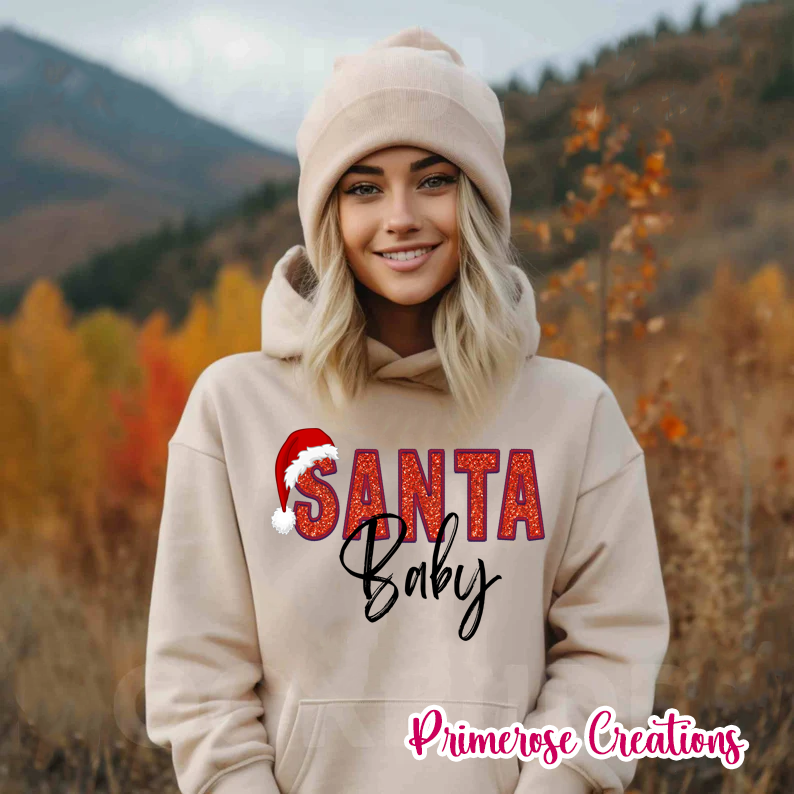 Santa Baby Glitter DTF