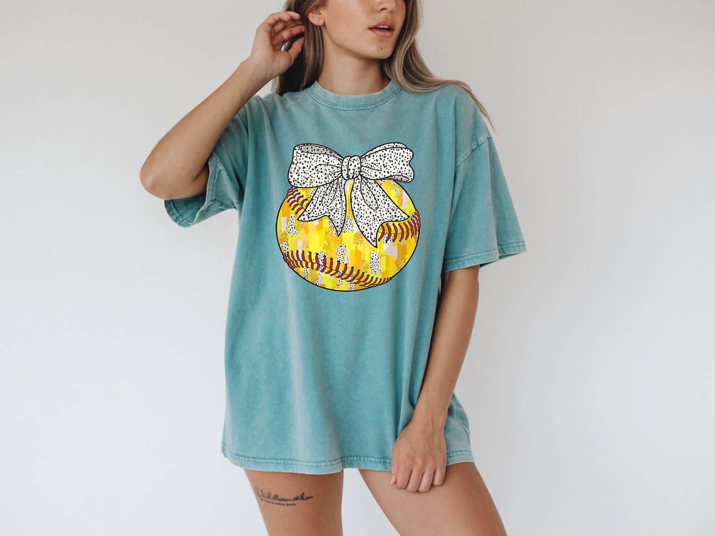 Softball Bow-Full Color-DTF Transfer-2-5 Business Days