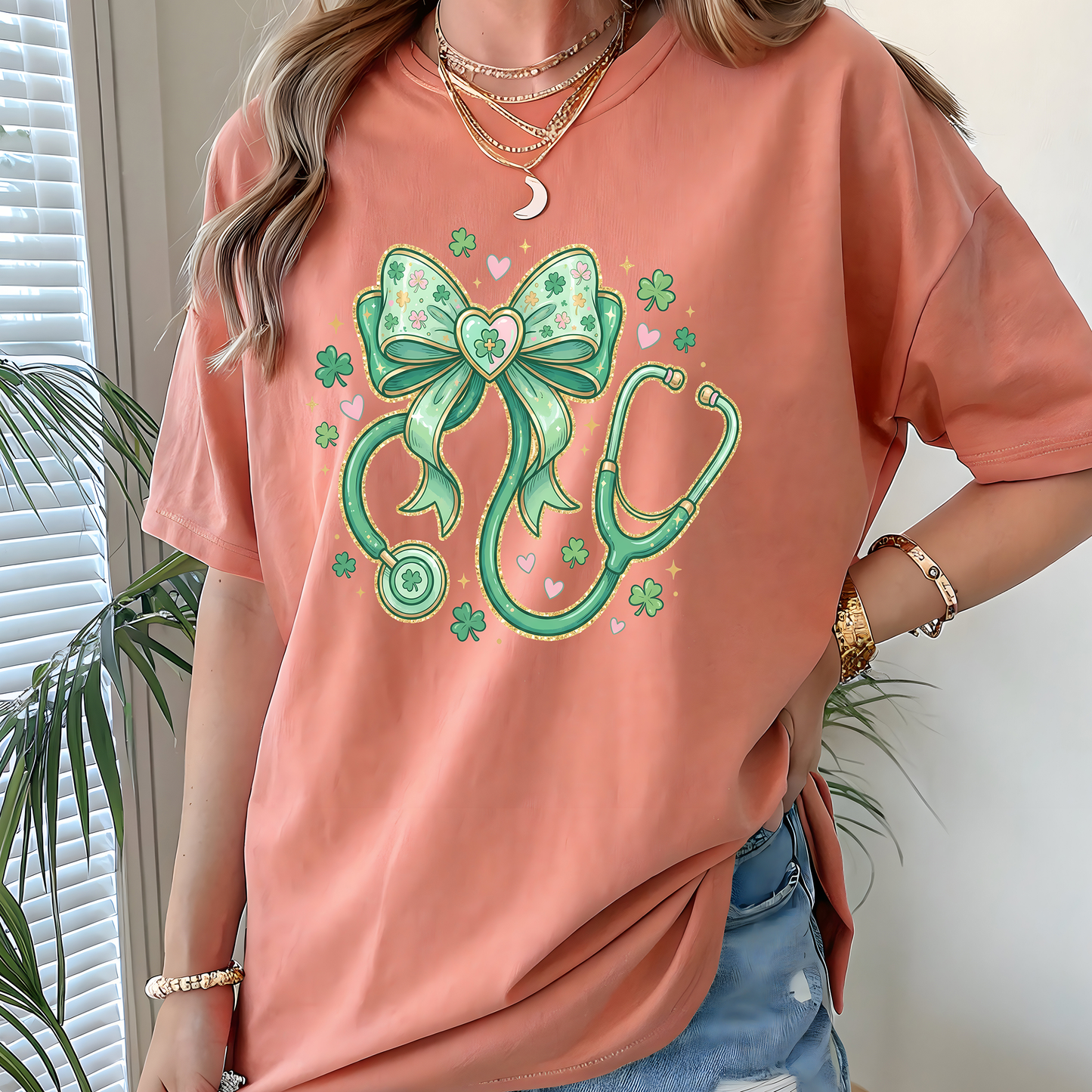 St. Patrick’s Day Bow & Stethoscope- Full Color-DTF Transfer-2-5 Business Days