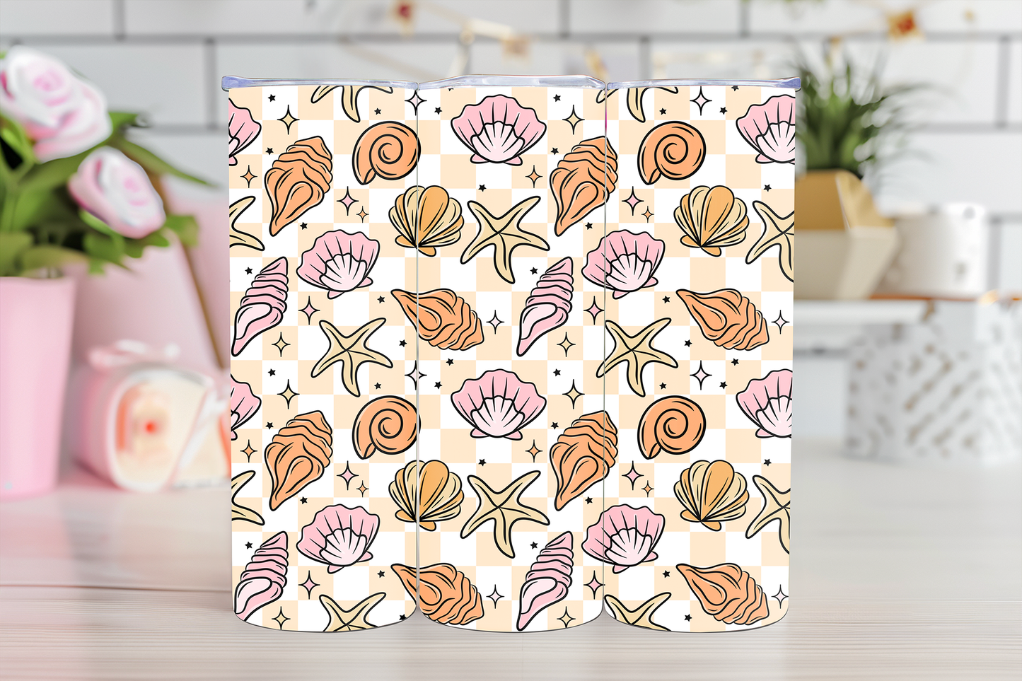 Summer Shells Checkered - 20oz Sublimation