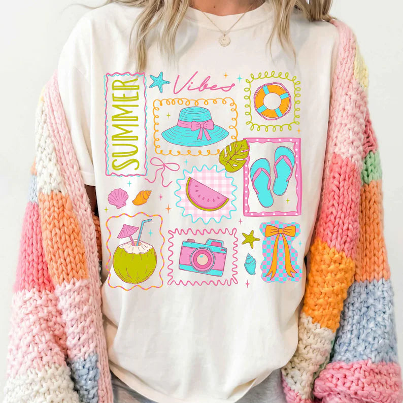 Summer Vibes Collage - Full Color - DTF Transfer - 2-5 Business Days