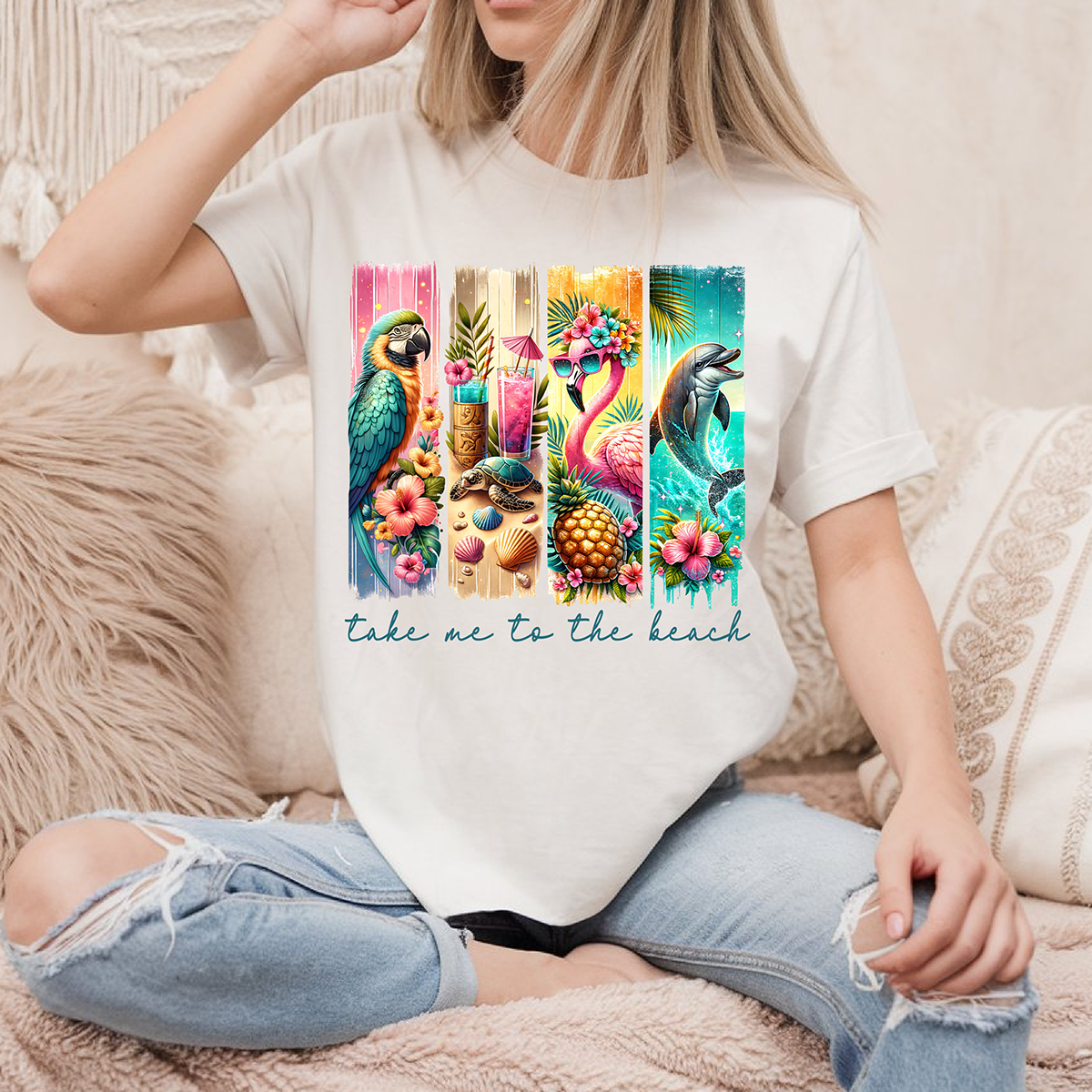 Take Me To The Beach Brushstrokes - DTF TRANSFER