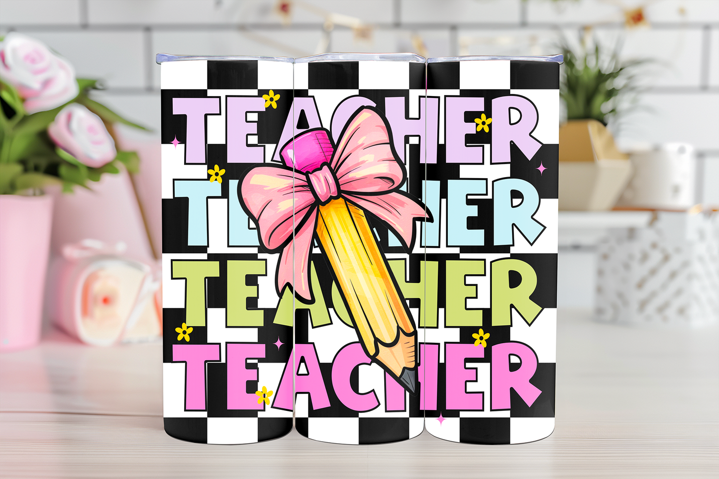 Teacher Repeat Checkered - 20oz Sublimation