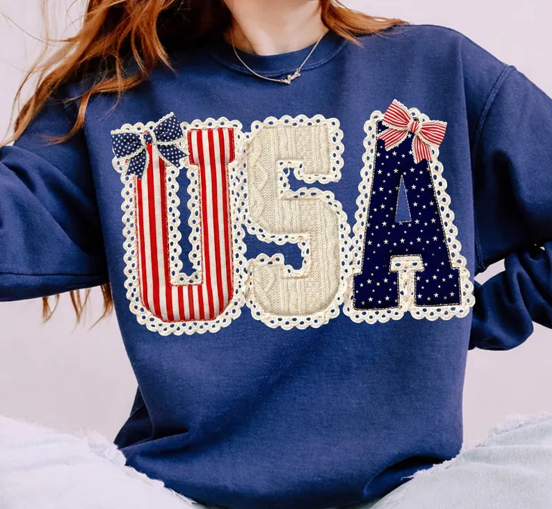 USA Patchwork Lace - Full Color - DTF Transfer - 2-5 Business Days