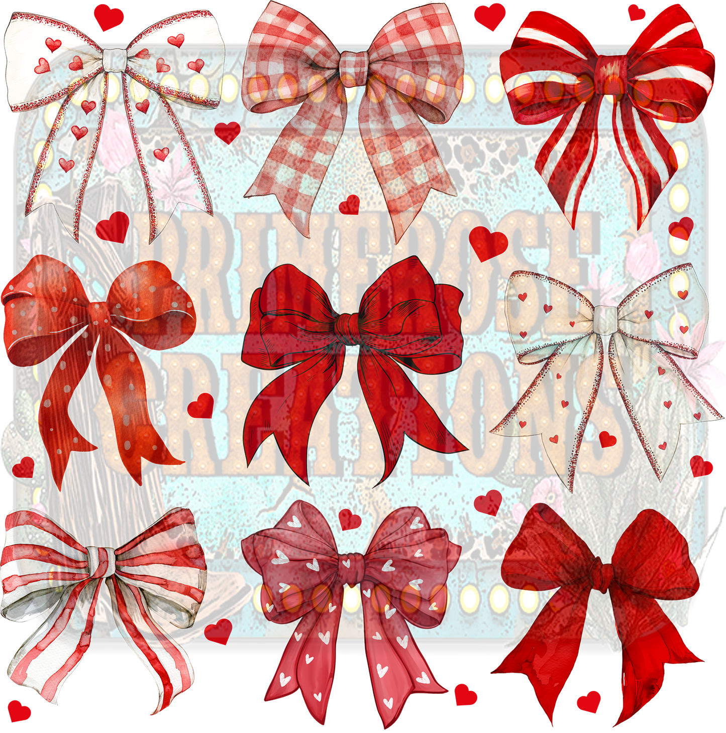 Valentines Red Bows Collage