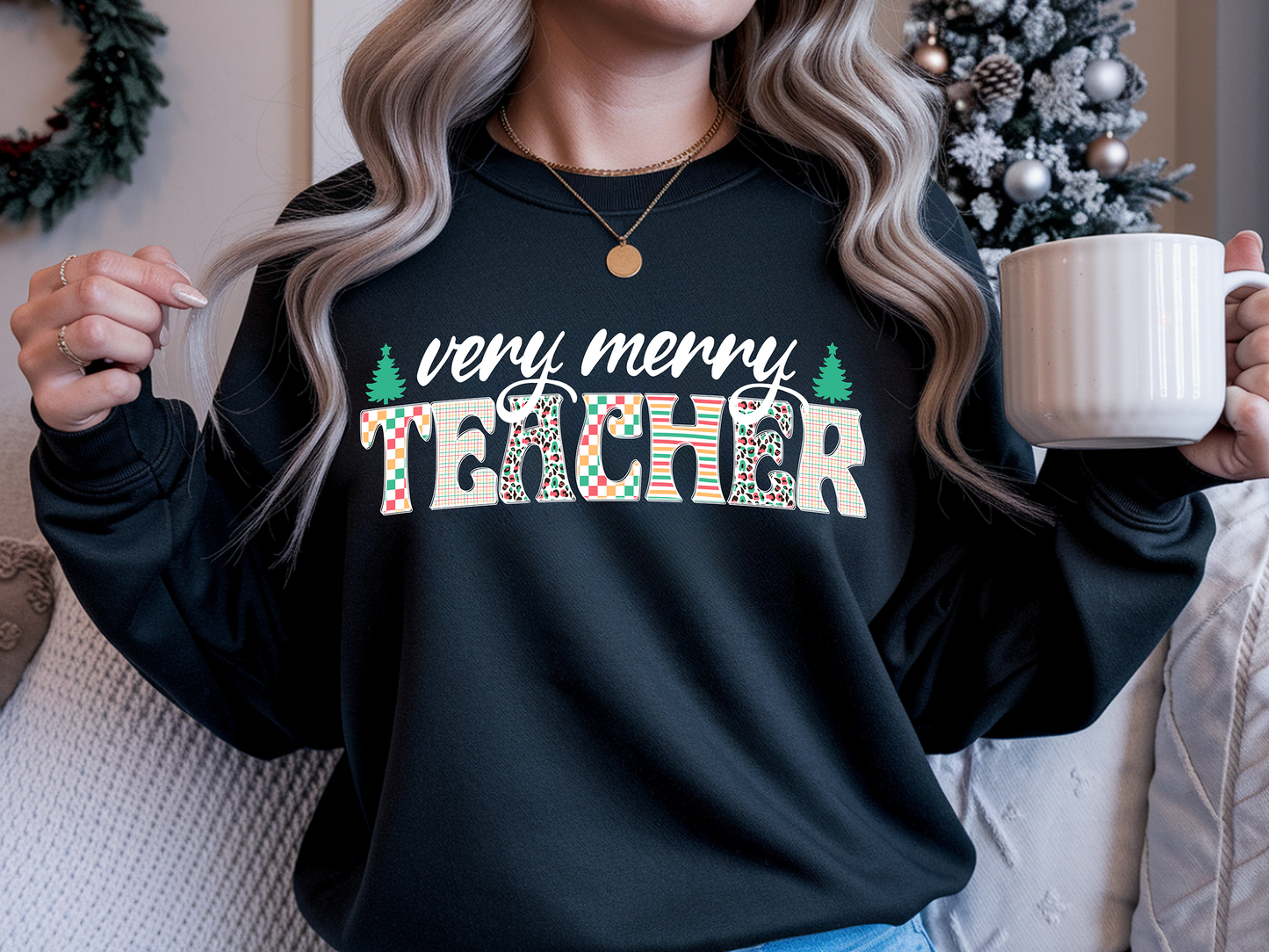 Very Merry Teacher-Full Color-DTF TRANSFER- 2-5 Business Days