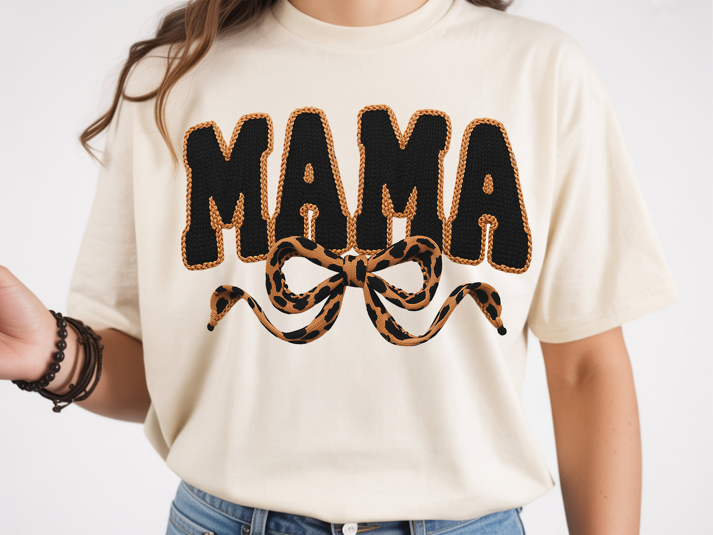 Faux Yarn Leopard Mama - Full Color - DTF Transfer - 2 to 5 business days