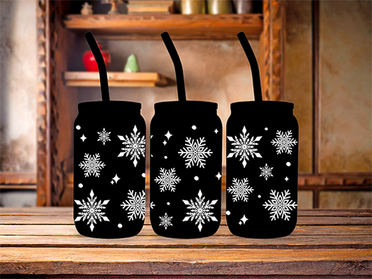 White Snowflakes - 16 oz UV DTF Cup Wrap - Friday New Releases