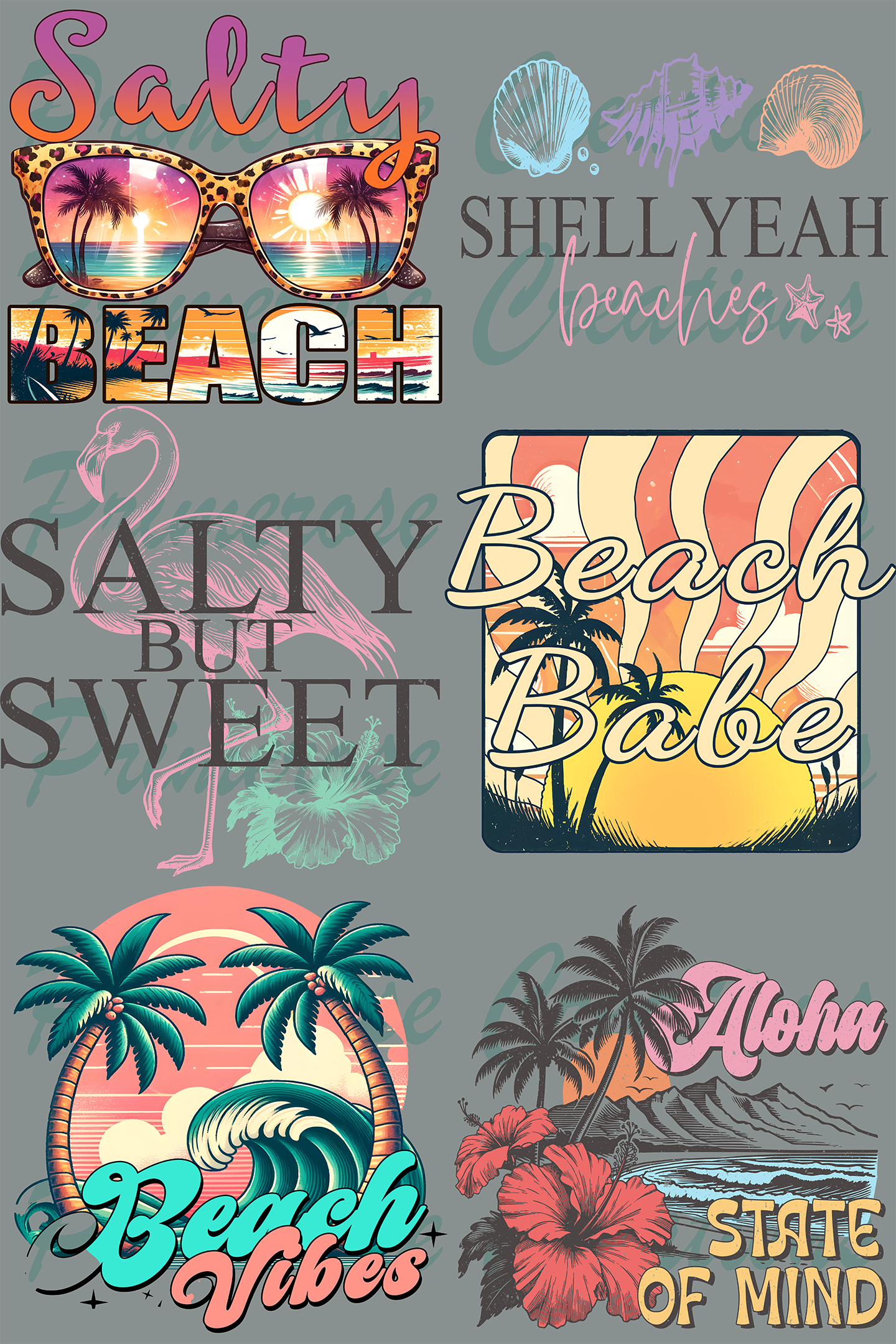Beachin - UV Gang Sheet 11x12 (6 stickers)
