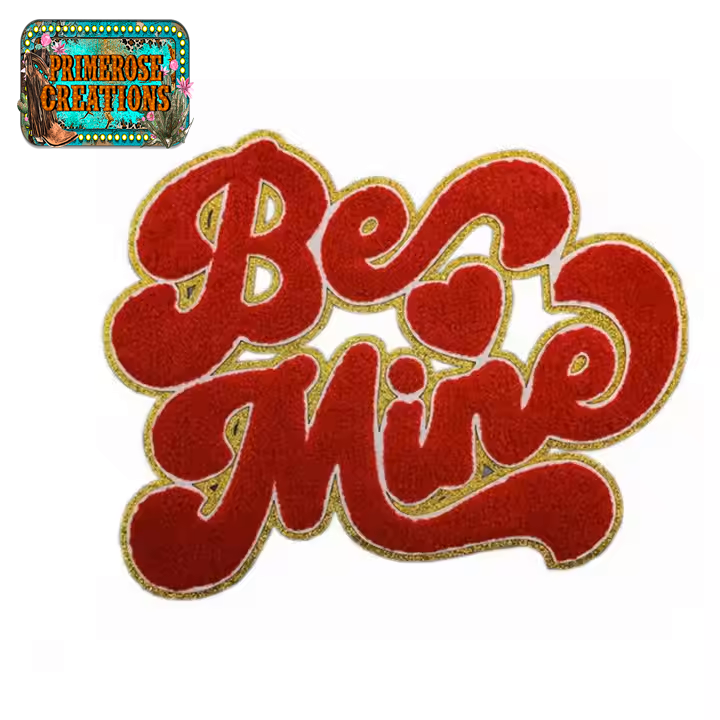 Be Mine Red and Gold - Adult - Chenille Patch - * Ready To Ship *