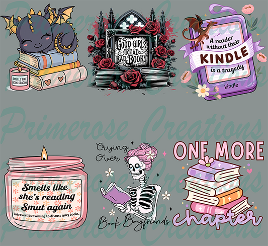 Bookish   - UV Gang Sheet 11x12 (6 stickers)