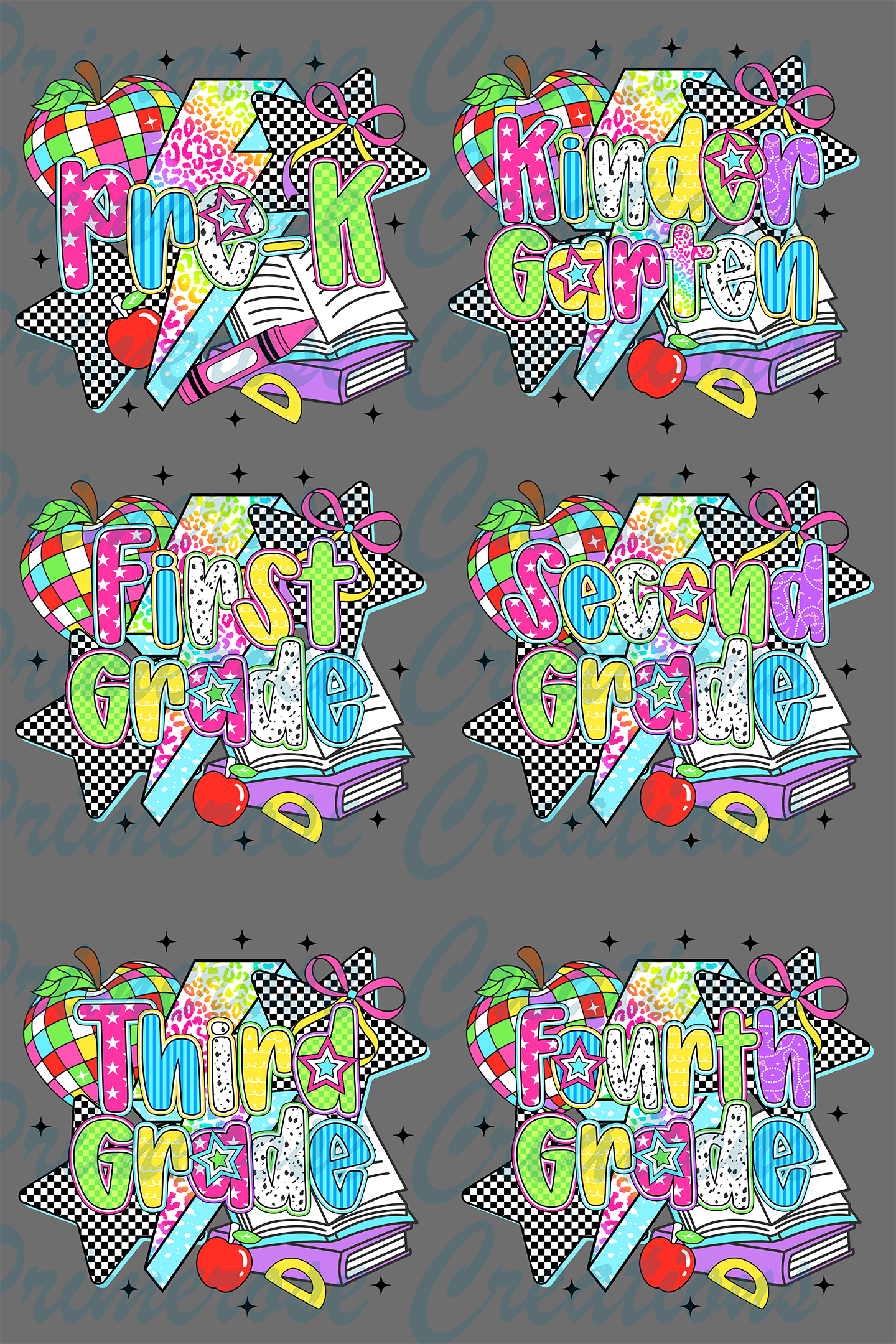 Retro Back to School-Pre Made Gang Sheet 24X36