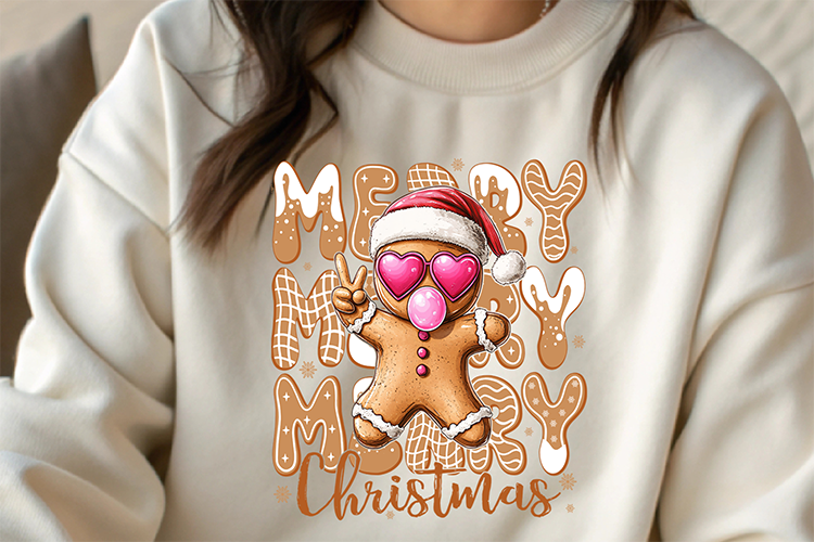 Gingerbread merry Christmas-DTF TRANSFER- 2-5 Business Days